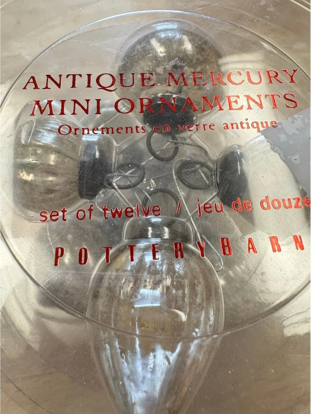 Pottery Barn Antique Mercury Mini Silver Glass Ornaments Set of 12